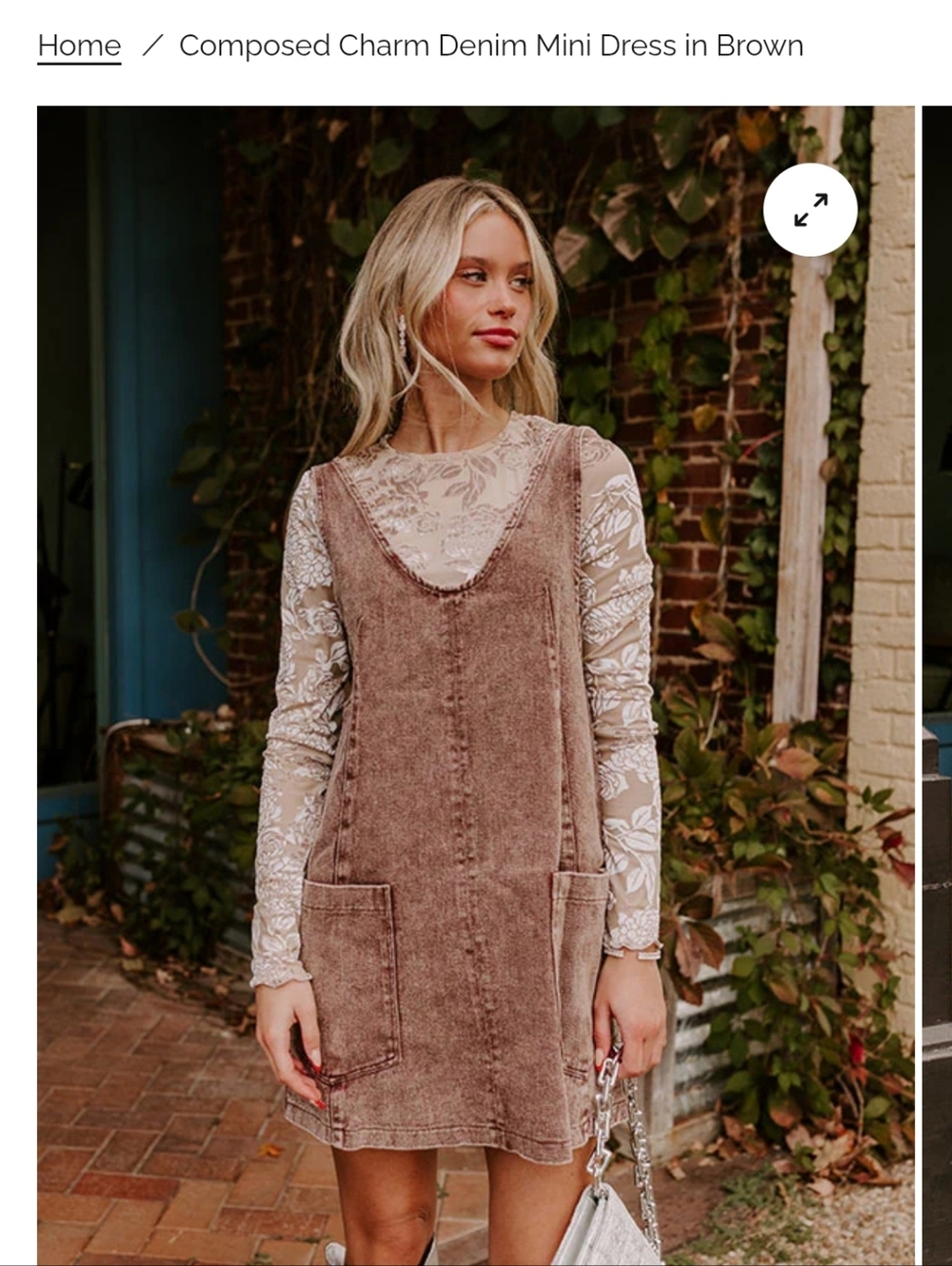 Brown Sleeveless Denim Dress